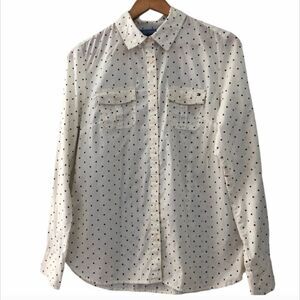 Tommy Hilfiger Med Blouse Top Button Down Shirt Cream / Black